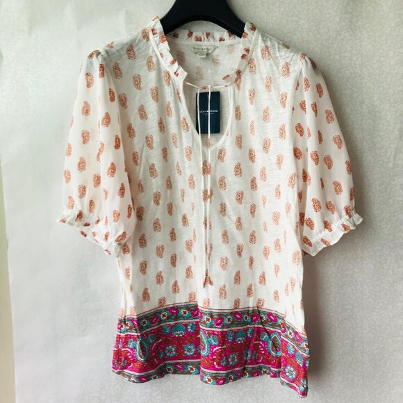 LUCKY BRAND Tops - Lucky brand women Short Sleeve top Flower 60% Cotton 40% Modal Paisley Size: S/P